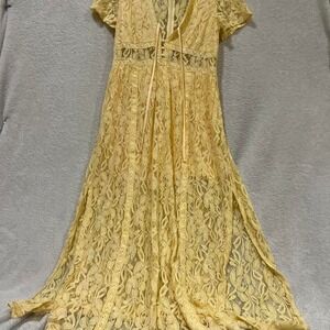 yellow lace Disney Princess dress junior womens size large